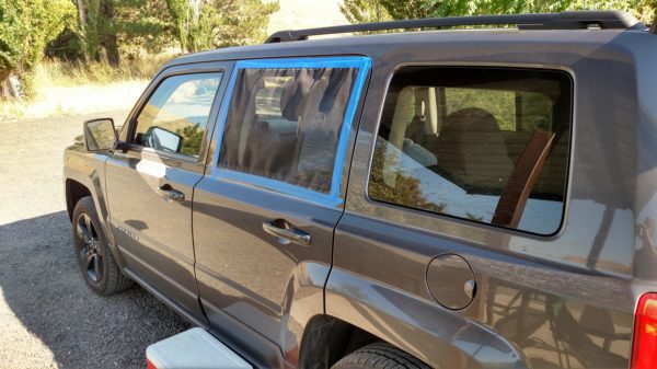 "I bought screen for less than $10 at Walmart and cut them to fit my four windows. I sealed the edges with black duct tape. I am currently using painters tape to put them on the windows but will probably get some magnates eventually."