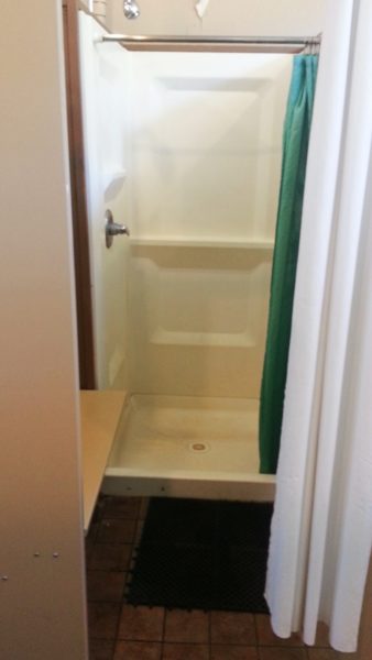 A shower stall at Colter Bay