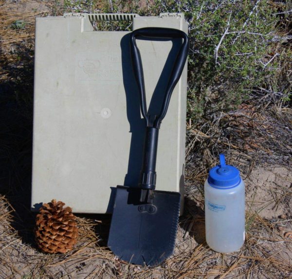 Man’s best friend: this porta-potty folds up into a package the size of a large briefcase. A collapsible military-grade shovel completes the set. Please pack out your used toilet paper and secure your deposit with a large rock to prevent coyotes from digging it up.