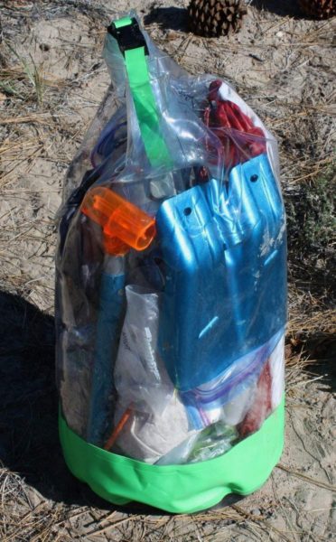 High and dry: I store my backpacking (and ski mountaineering) gear in this vinyl, see-through dry bag when I’m not out in the wilds. I can leave it outside at night along with the tubs knowing the contents are protected from rain and moisture.
